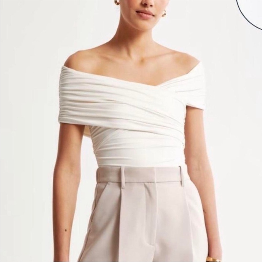 Off-Shoulder Wrap Top in Ivory